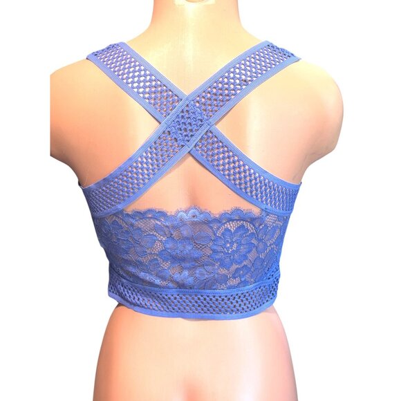 Free People Blue Sitting Pretty Lace Brami Bralette Medium Bra - Picture 2 of 10